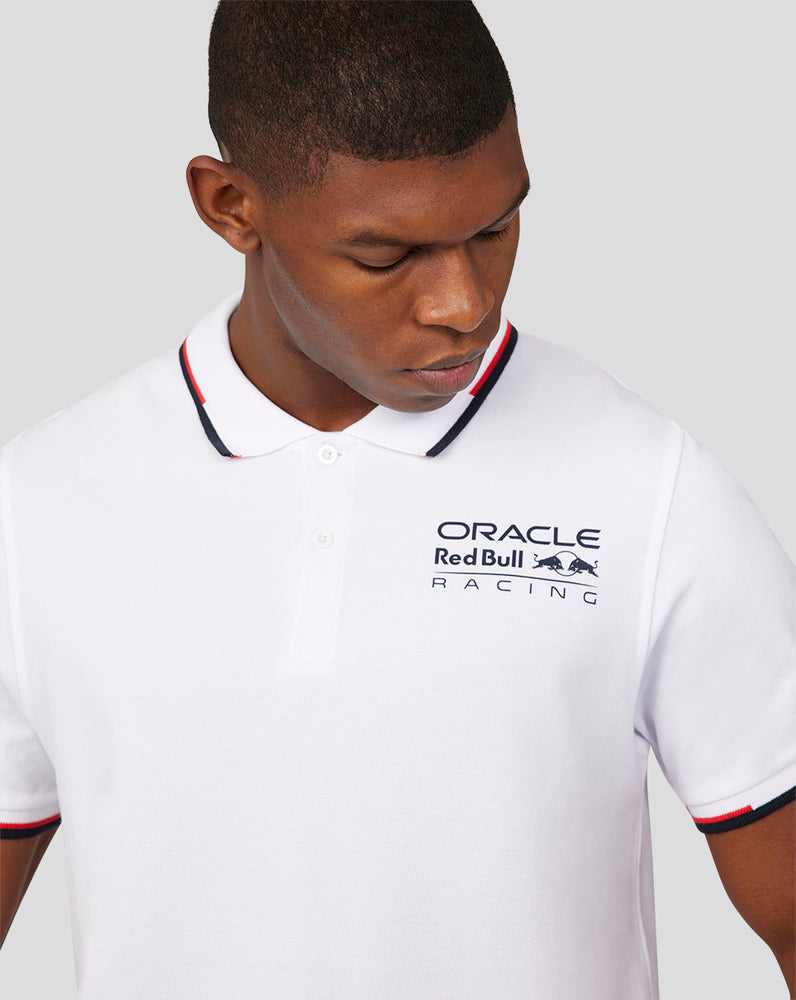 Oracle Red Bull Racing Unisex Core Polo - White - Red Bull Racing Polo Shirt